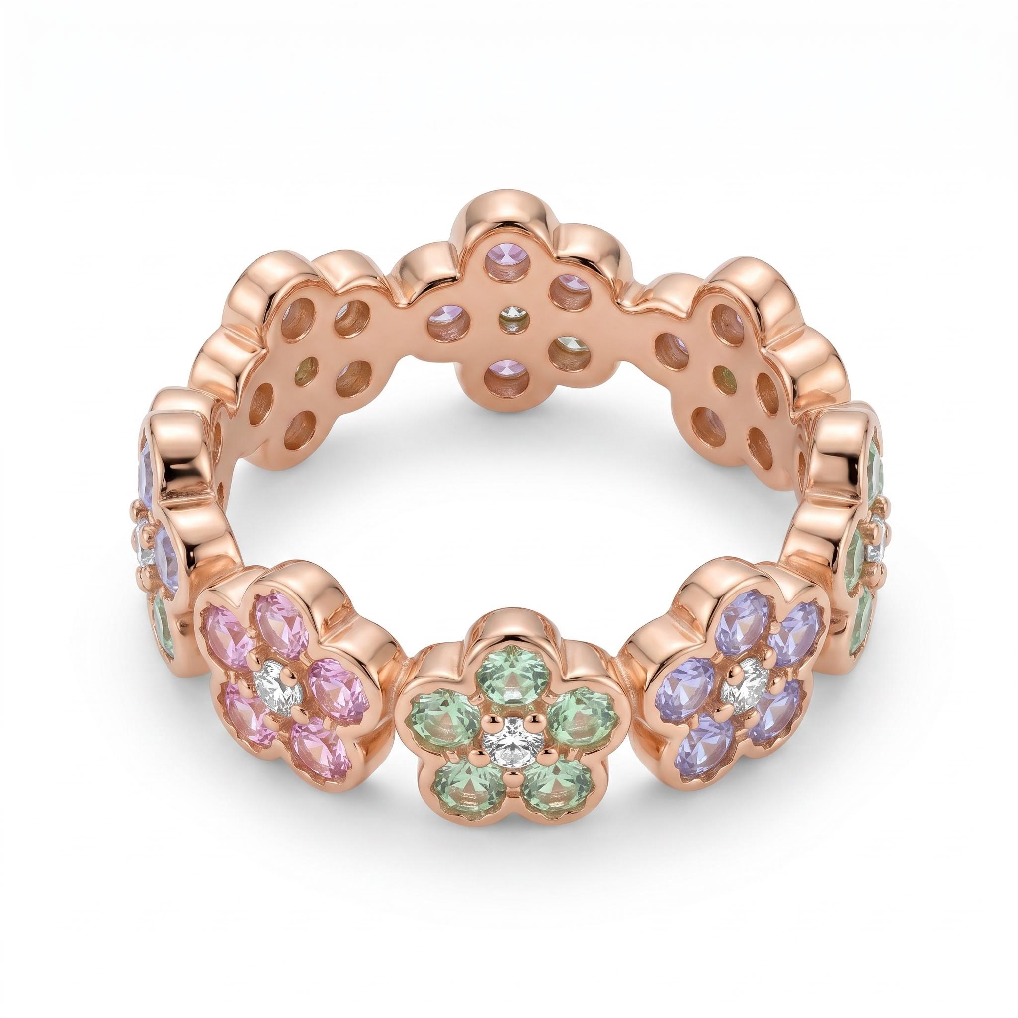 2.88 ct.tw. Flower Multicolor Round Cut Women's Band