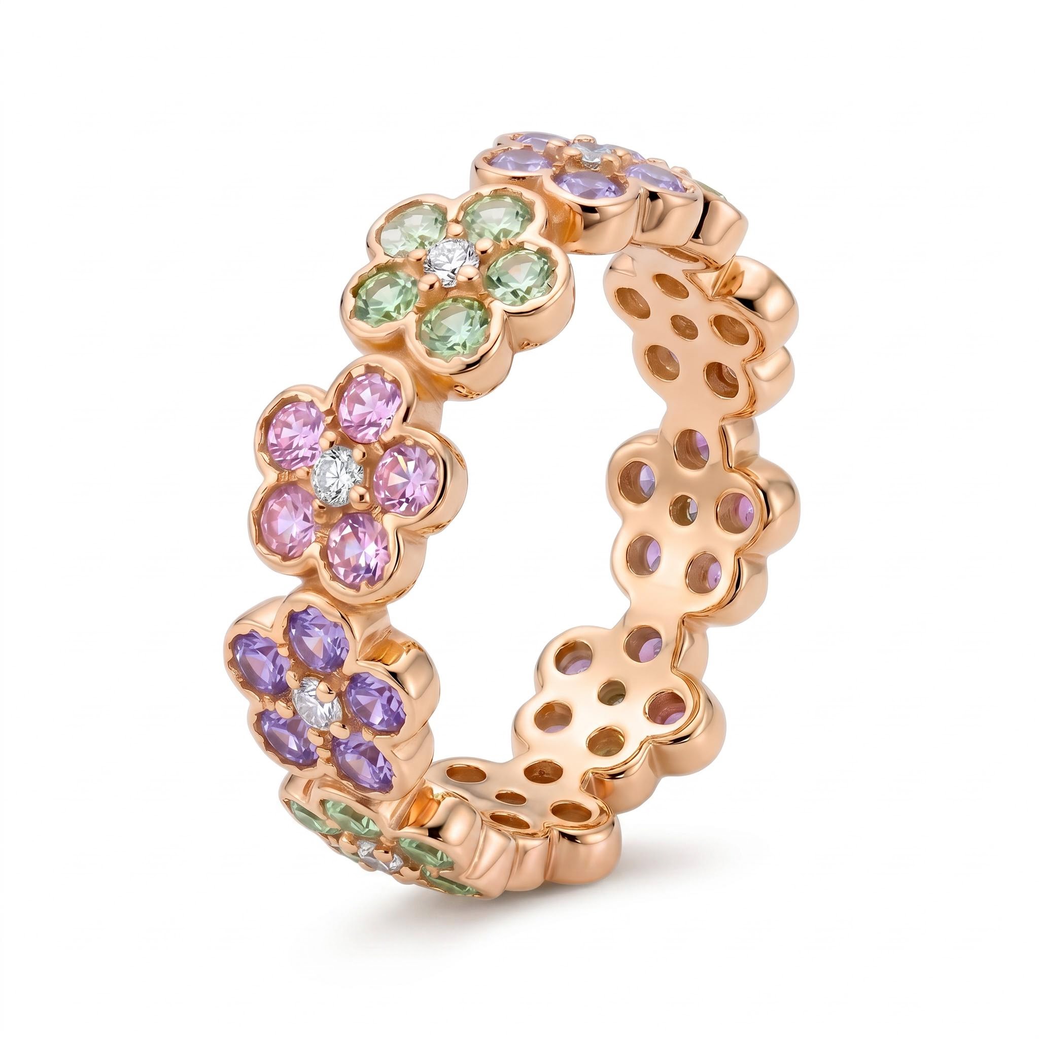 2.88 ct.tw. Flower Multicolor Round Cut Women's Band
