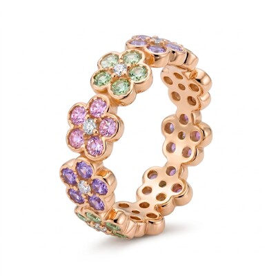 2.88 ct.tw. Flower Multicolor Round Cut Women's Band
