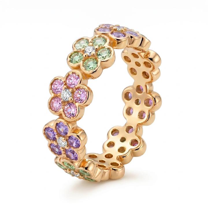 2.64 ct.tw. Flower Multicolor Round Cut Women's Band 2.64 ct.tw. Flower Multicolor Round Cut Women's Band