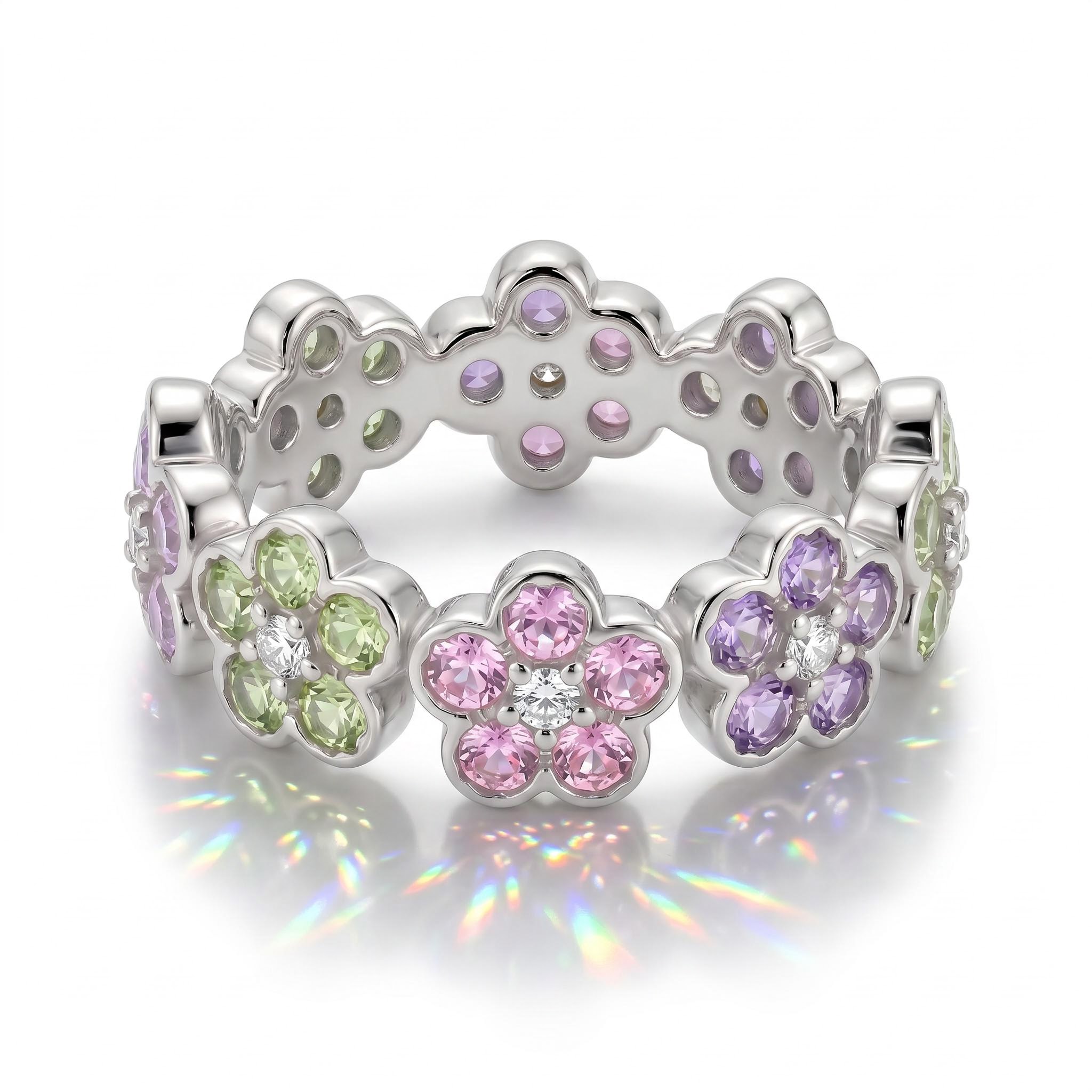 2.64 ct.tw. Flower Multicolor Round Cut Women's Band 2.64 ct.tw. Flower Multicolor Round Cut Women's Band