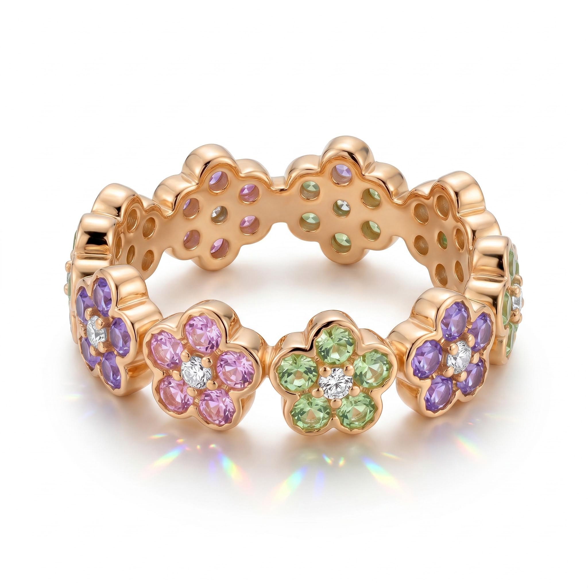 2.64 ct.tw. Flower Multicolor Round Cut Women's Band 2.64 ct.tw. Flower Multicolor Round Cut Women's Band