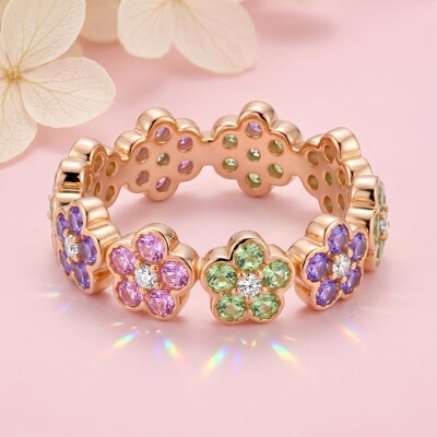 2.64 ct.tw. Flower Multicolor Round Cut Women's Band
