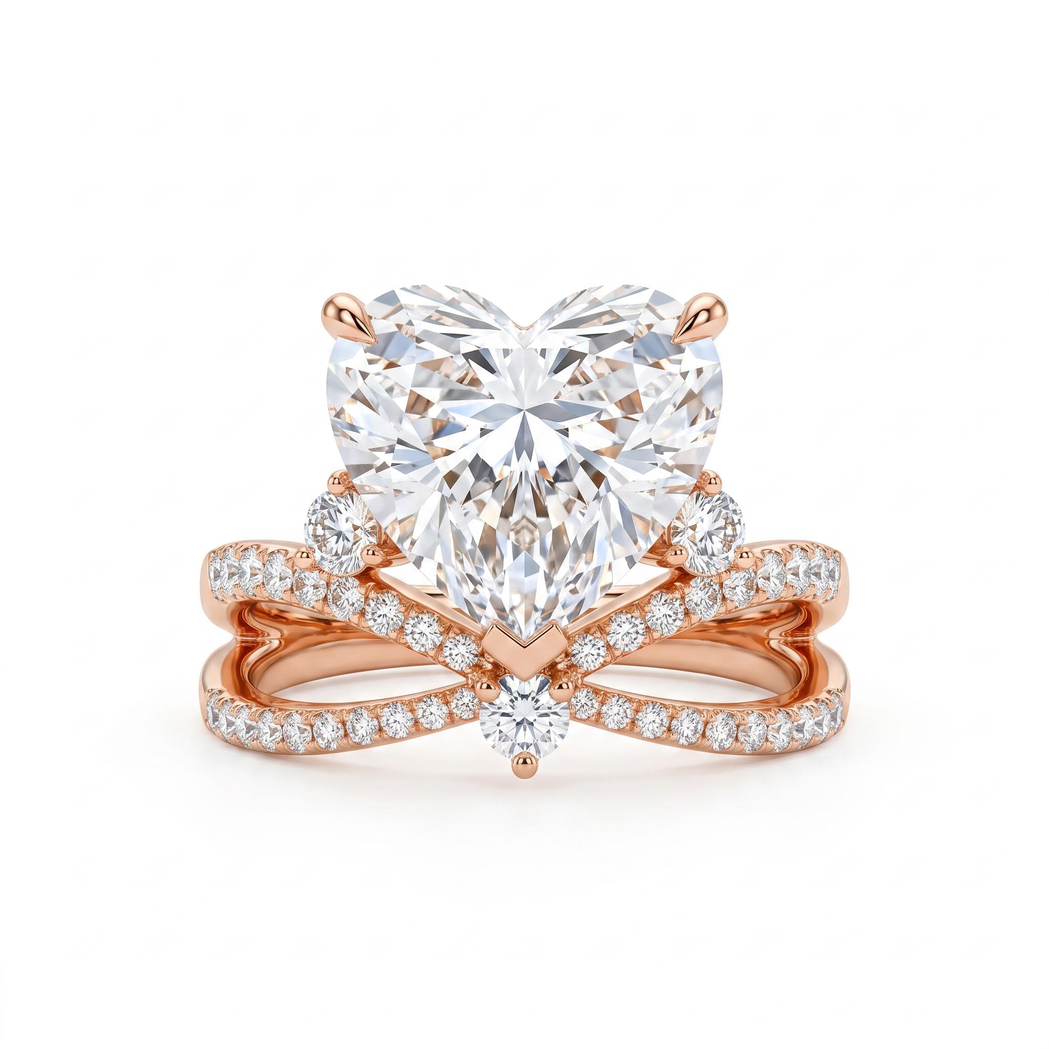 2.7 ct.tw. Crisscross Split Heart Cut Engagement Ring