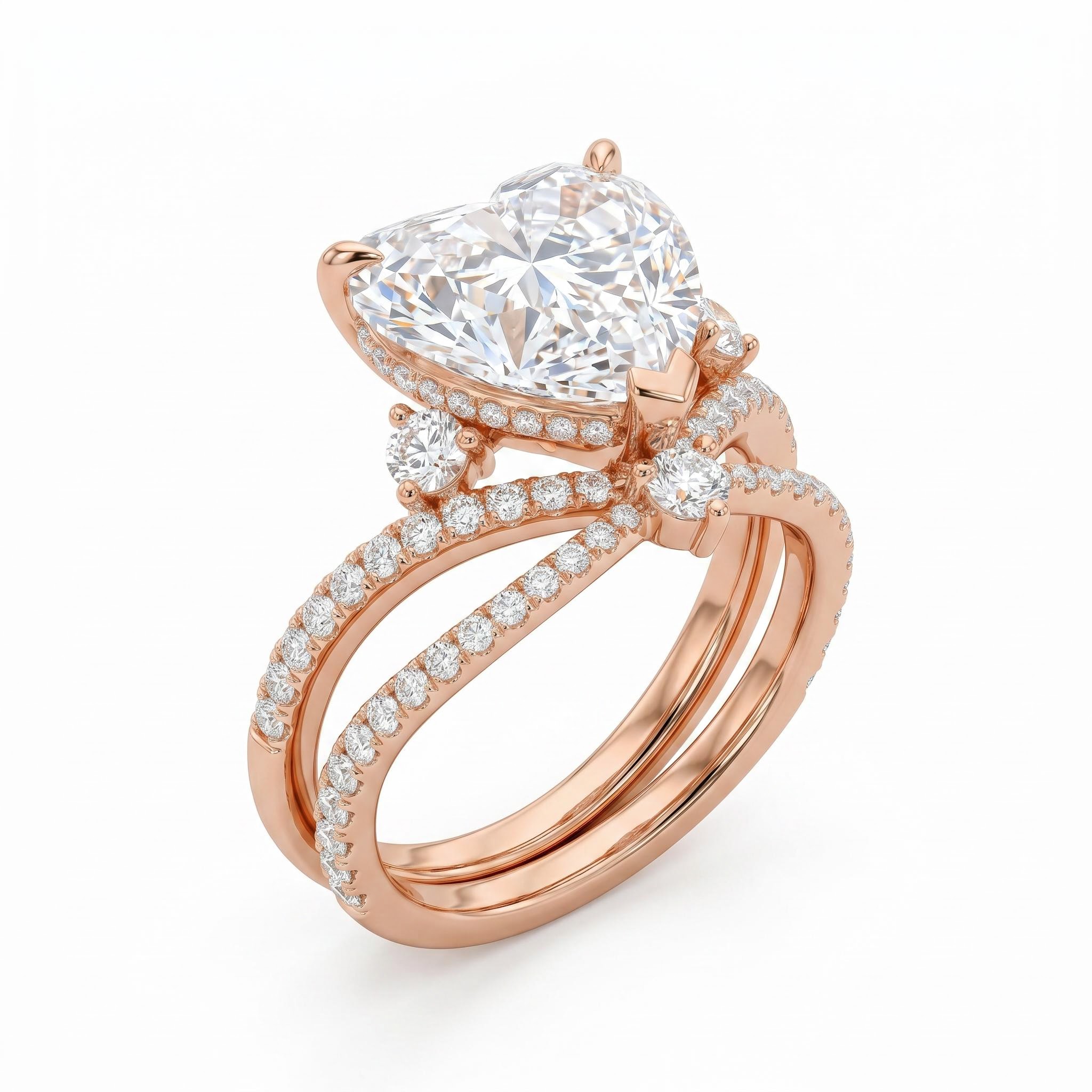 2.7 ct.tw. Crisscross Split Heart Cut Engagement Ring