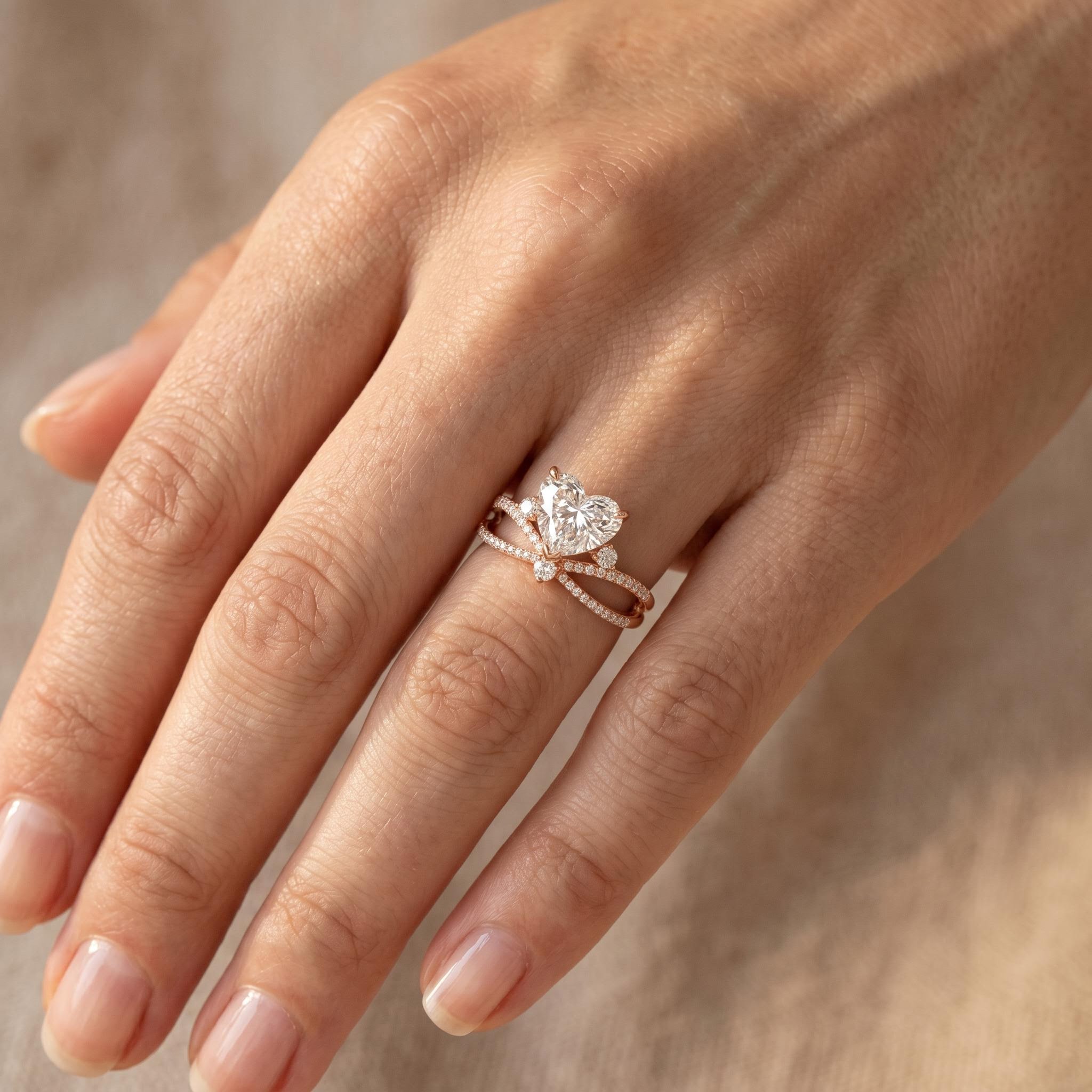 2.7 ct.tw. Crisscross Split Heart Cut Engagement Ring