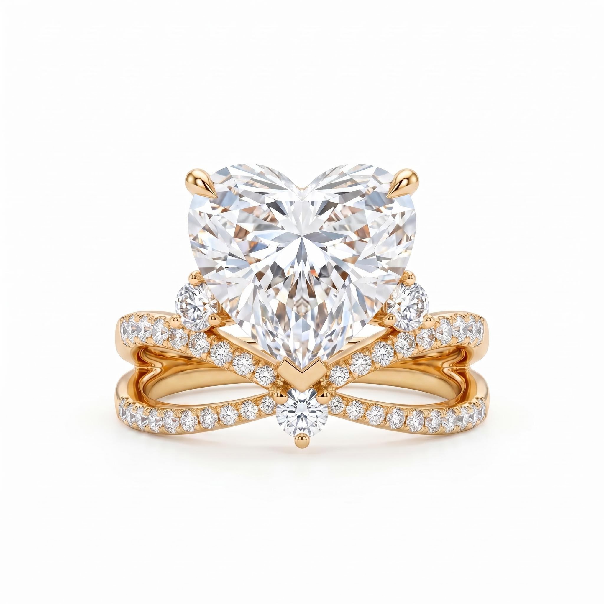 2.7 ct.tw. Crisscross Split Heart Cut Engagement Ring