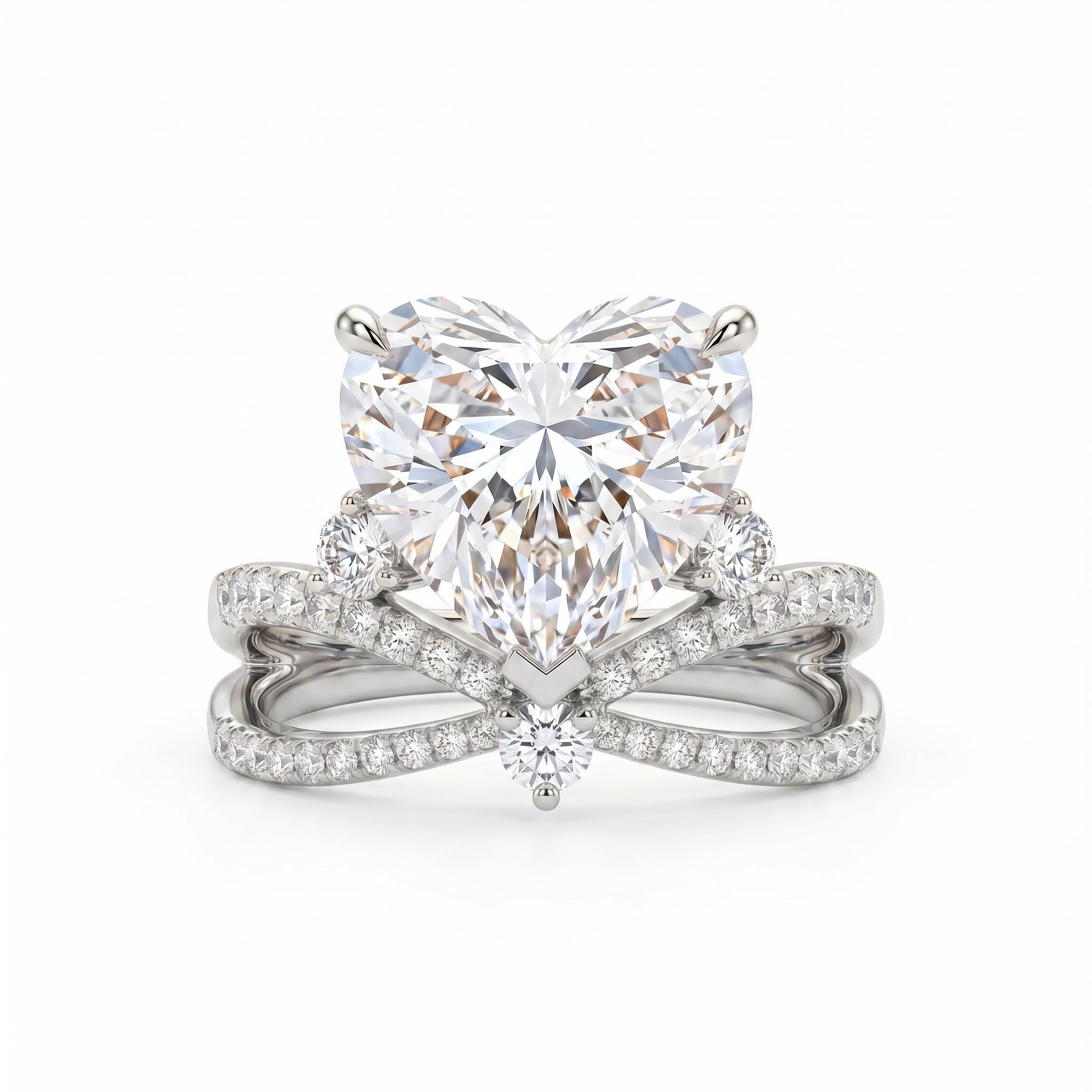 2.7 ct.tw. Crisscross Split Heart Cut Engagement Ring