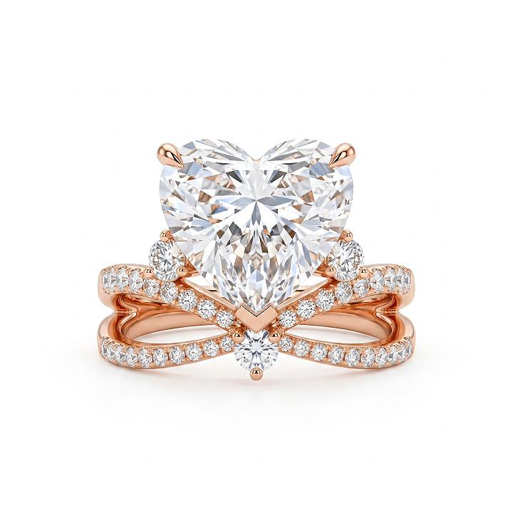 4.52 ct.tw. Crisscross Split Heart Cut Engagement Ring