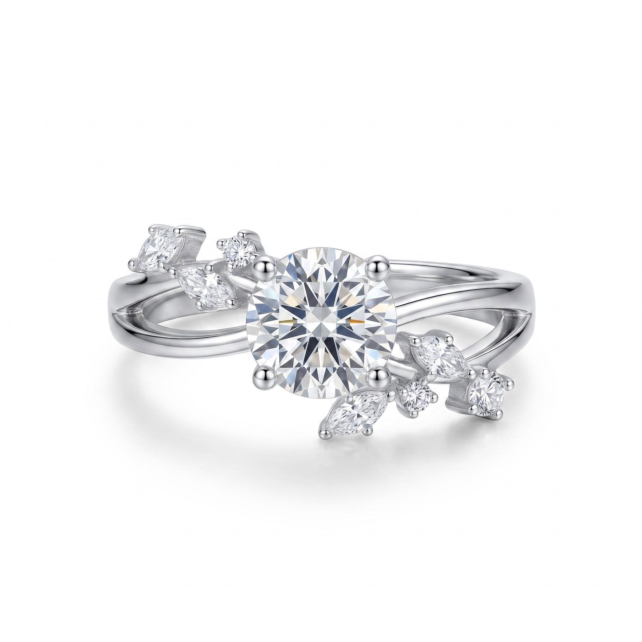1.38 ct.tw. Vine Inspired Round Cut Engagement Ring