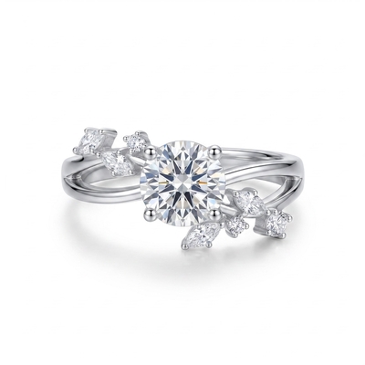 1.38 ct.tw. Vine Inspired Round Cut Engagement Ring