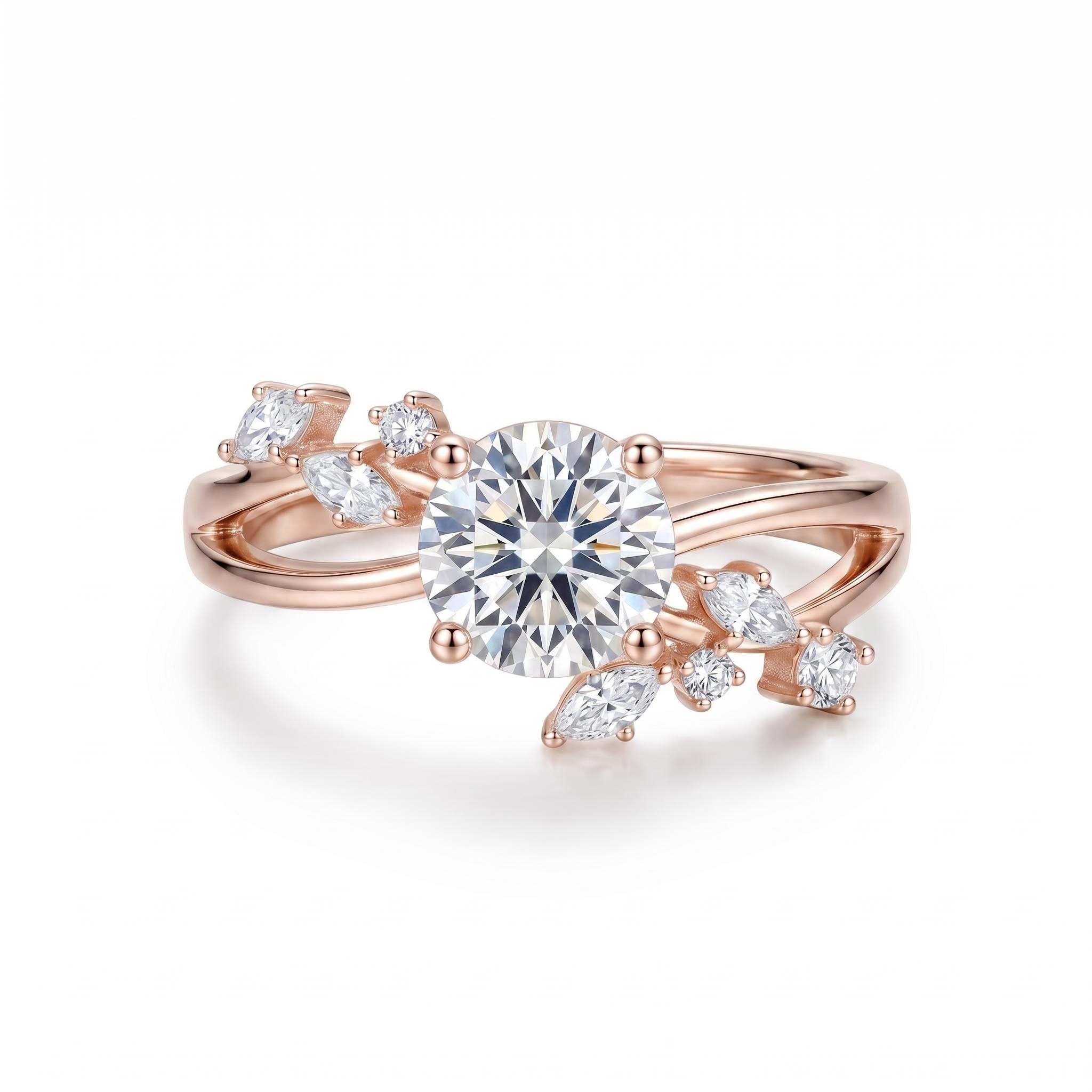 1.38 ct.tw. Vine Inspired Round Cut Engagement Ring