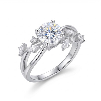 1.38 ct.tw. Vine Inspired Round Cut Engagement Ring