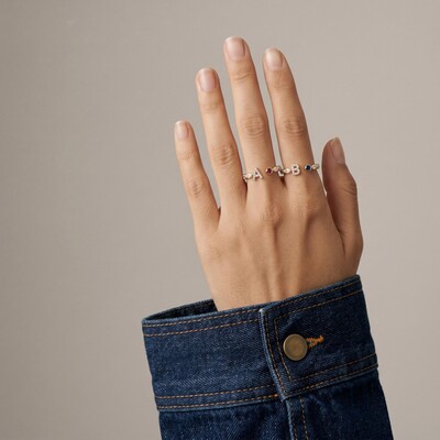 Custom Initial Letters with Birthstone Marquise Cut Women's Band