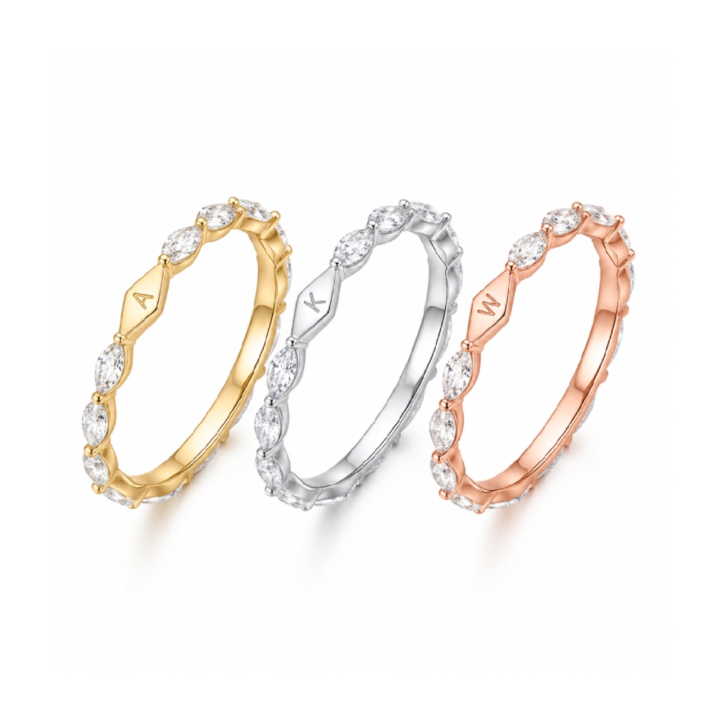 1.0 ct.tw. Initial Letters Marquise Cut Women's Band