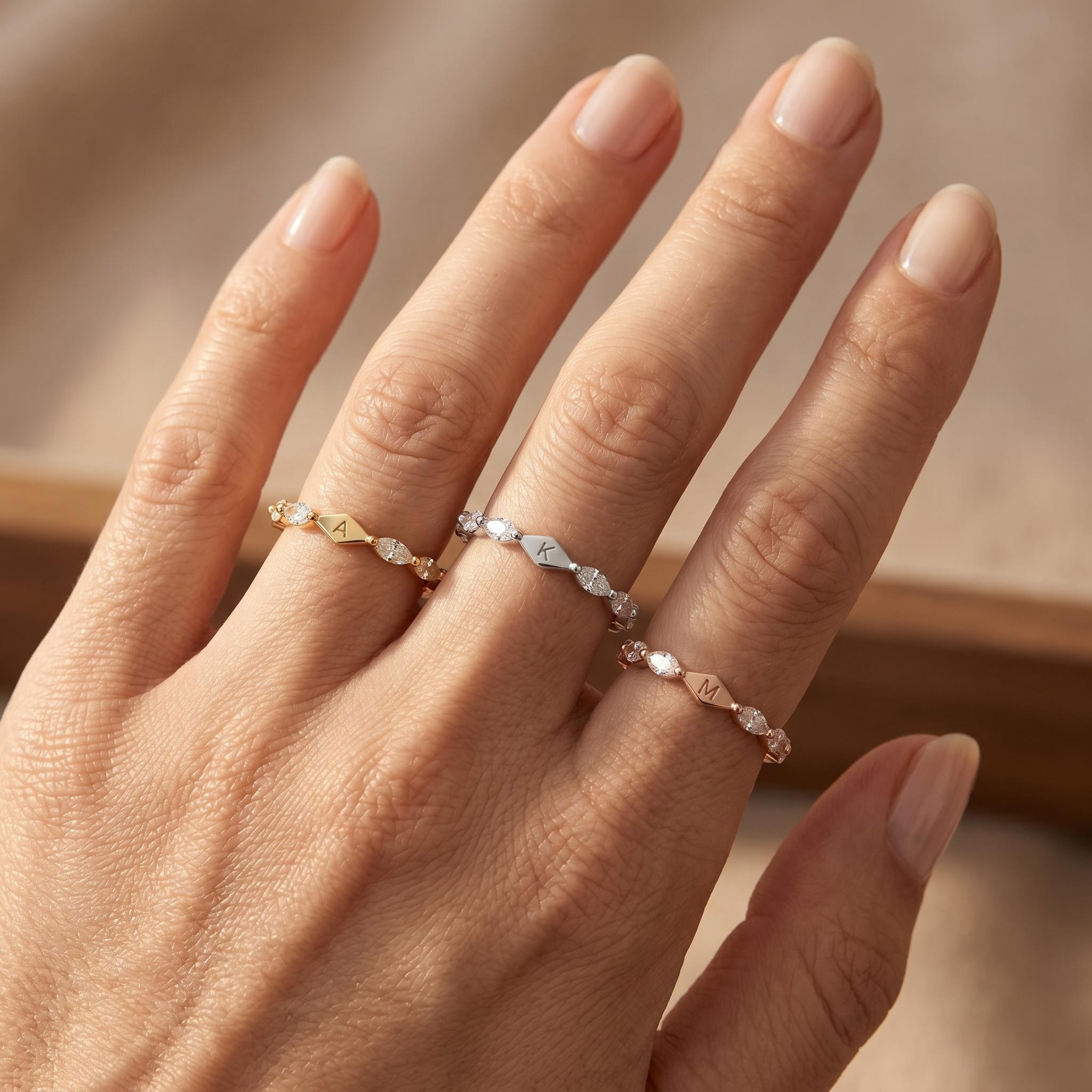 1.0 ct.tw. Initial Letters Marquise Cut Women's Band