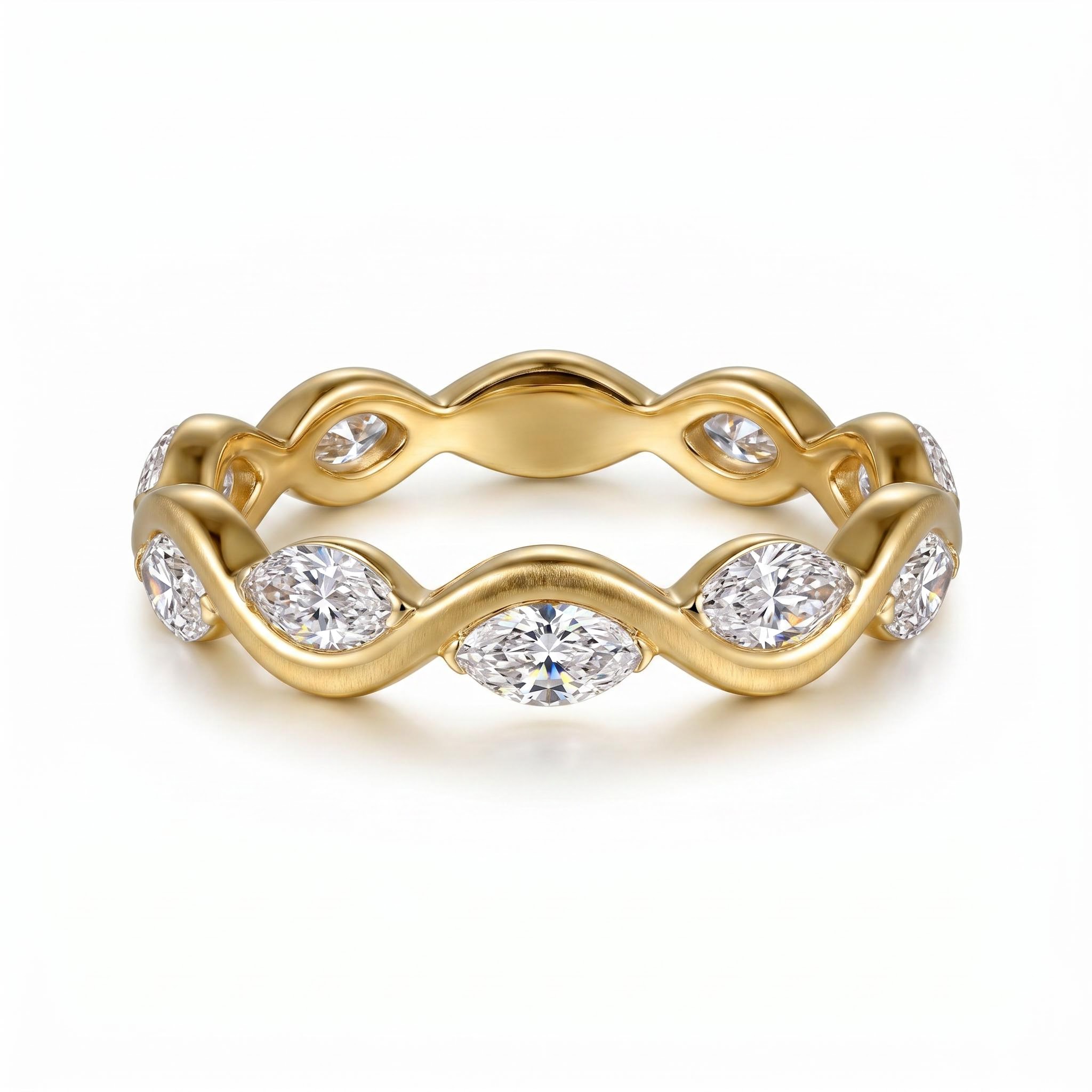 1.0 ct.tw. Wavy Alternating Marquise Cut Women's Band