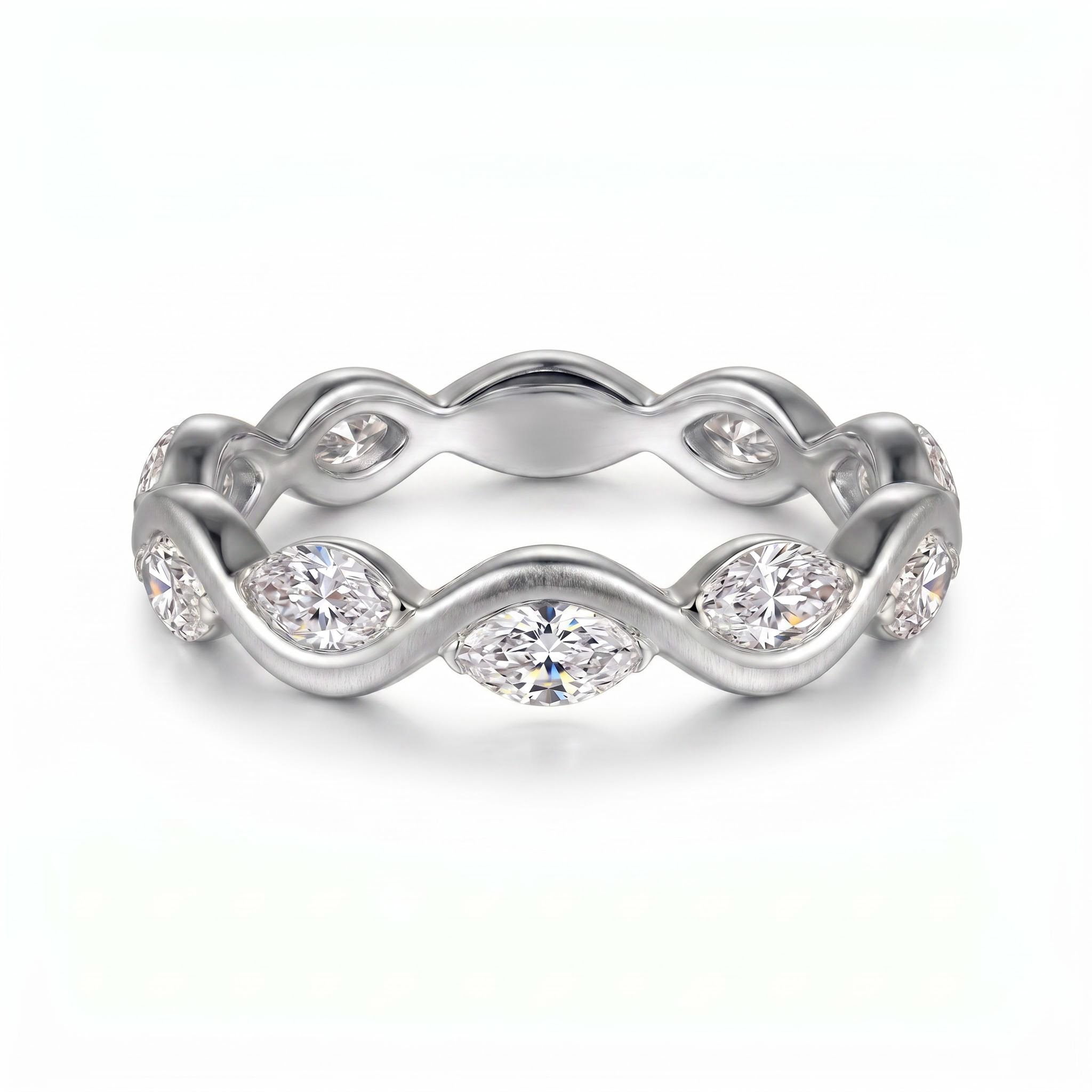1.0 ct.tw. Wavy Alternating Marquise Cut Women's Band