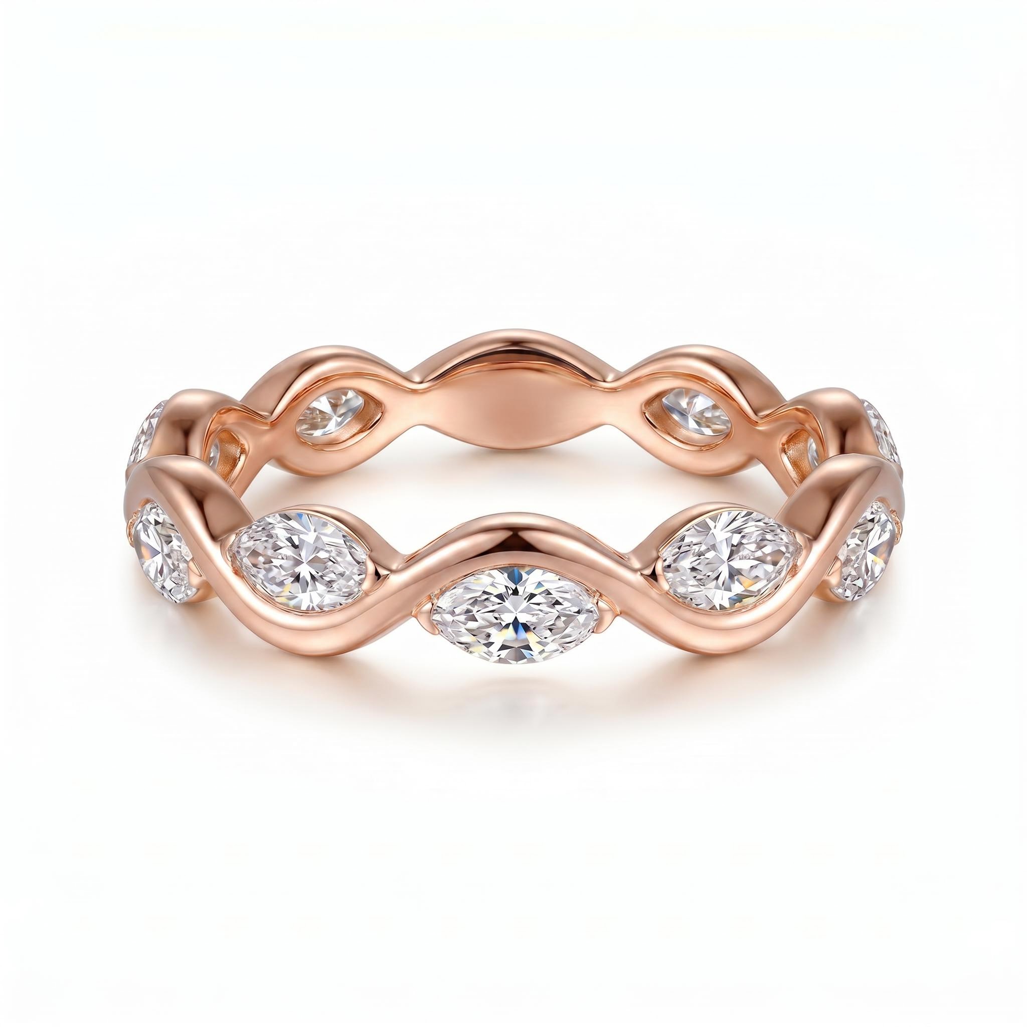1.0 ct.tw. Wavy Alternating Marquise Cut Women's Band