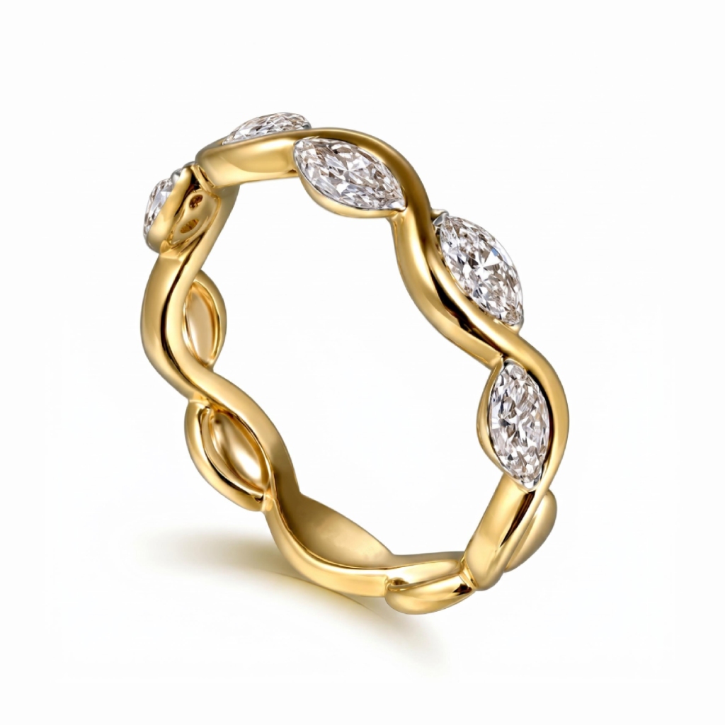 1.0 ct.tw. Wavy Alternating Marquise Cut Women's Band