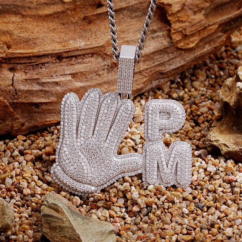 Custom S925 & VVS1 Moissanite Unique Hand & Letter Pendant Deposit