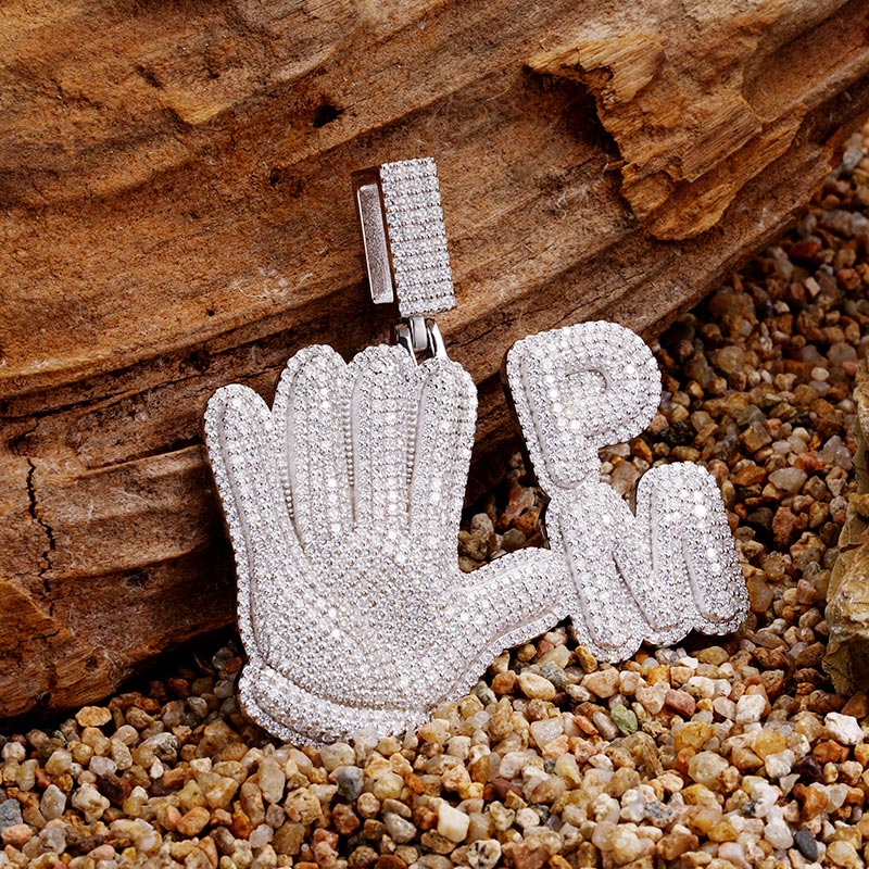 Custom S925 & VVS1 Moissanite Unique Hand & Letter Pendant Deposit