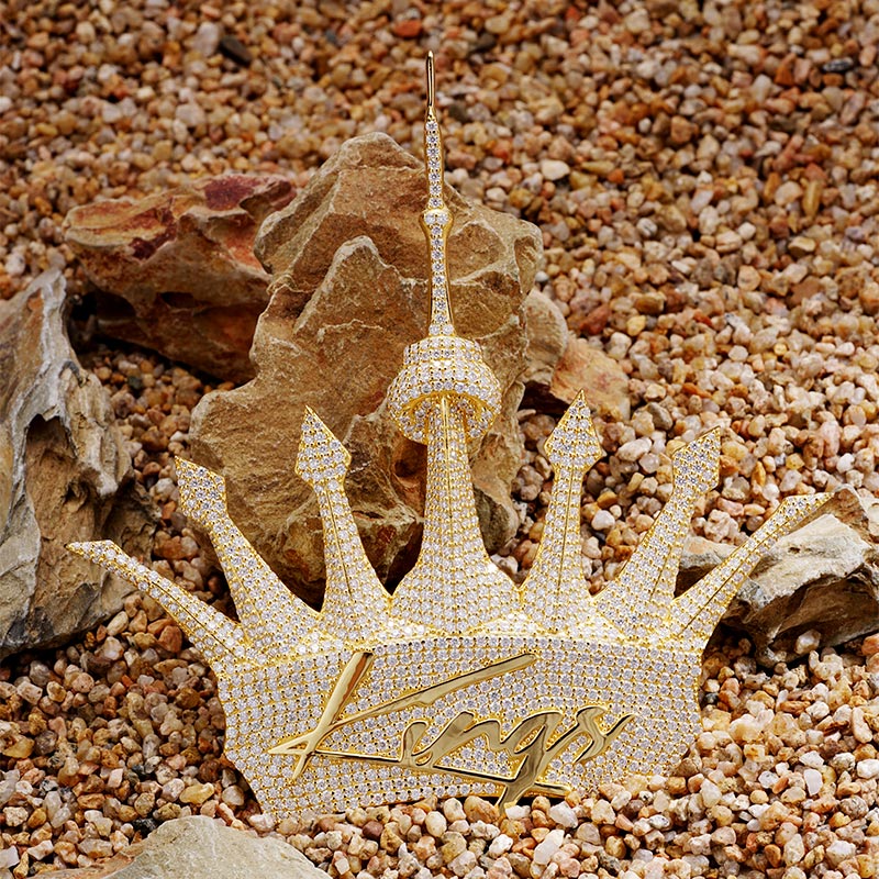 Custom S925 & VVS1 Moissanite Unique Crown & Letter Pendant Deposit