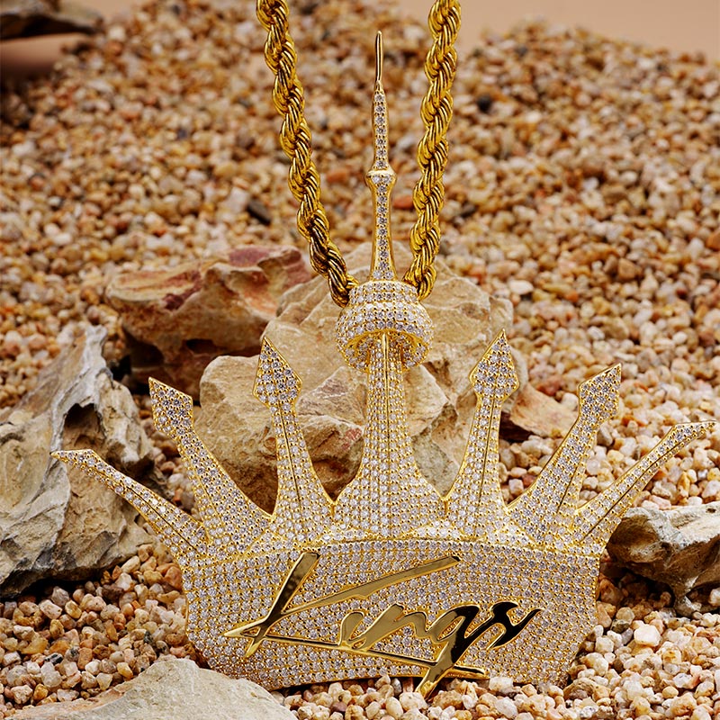 Custom S925 & VVS1 Moissanite Unique Crown & Letter Pendant Deposit