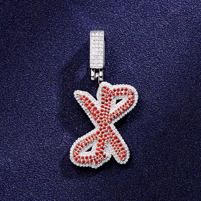 Custom S925 Iced Unique Colorful Letter Pendant Deposit