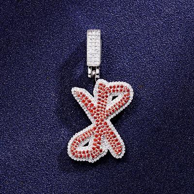 Custom S925 Iced Unique Colorful Letter Pendant Deposit