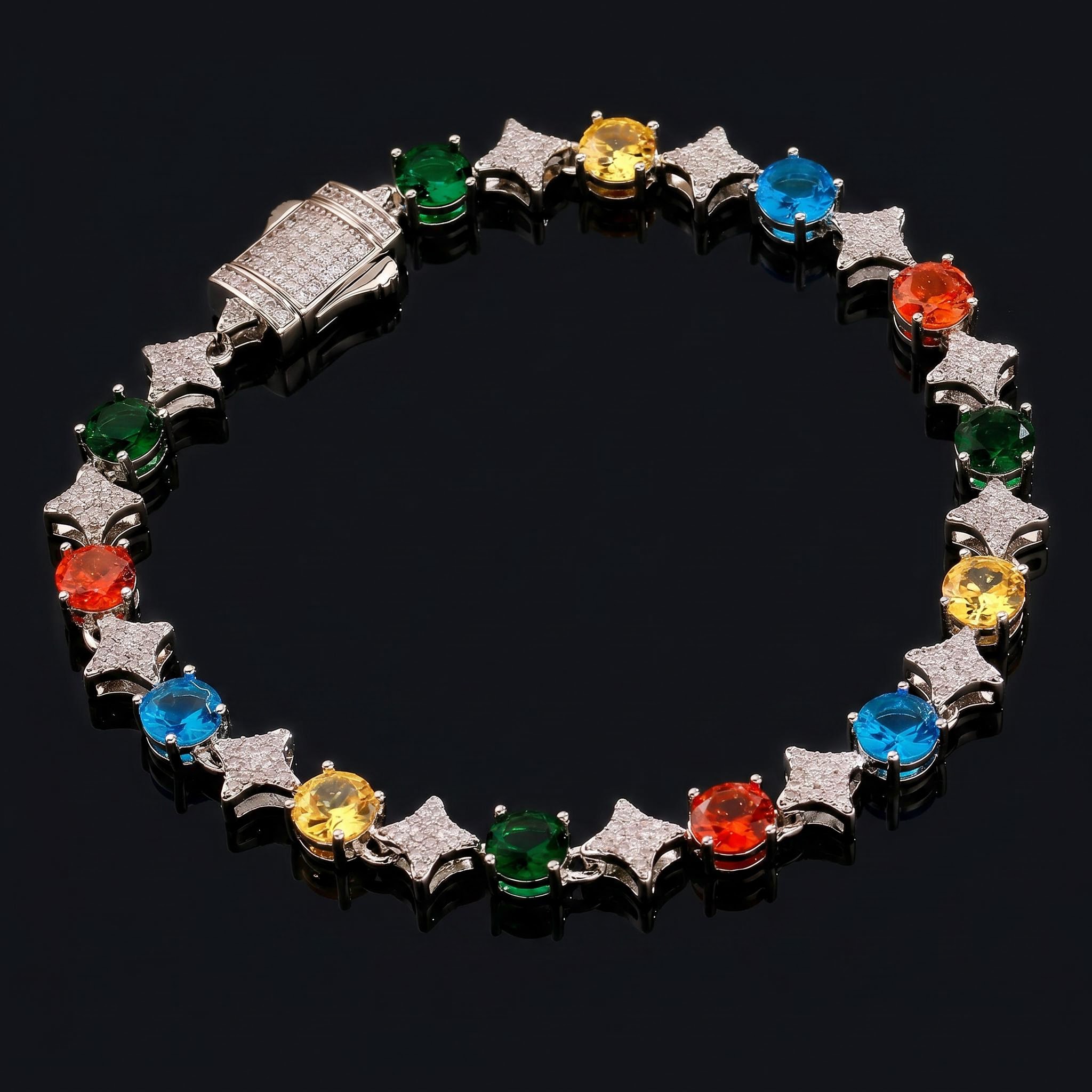 Iced Out Multi-color Star Tennis Bracelet
