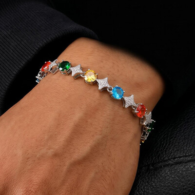 Iced Out Multi-color Star Tennis Bracelet