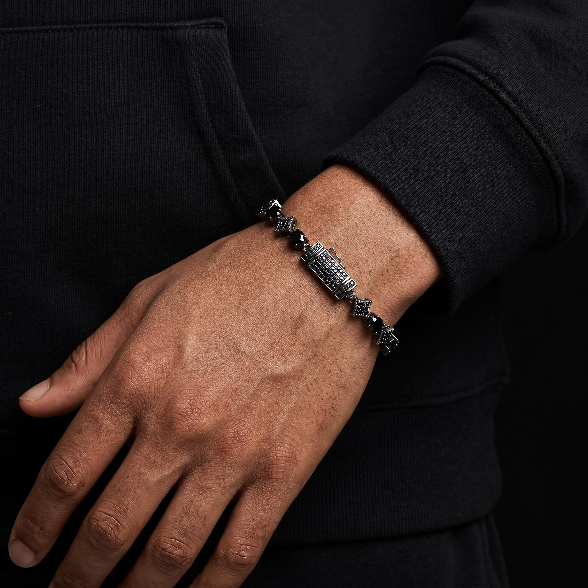 Iced Out Black Star Tennis Bracelet