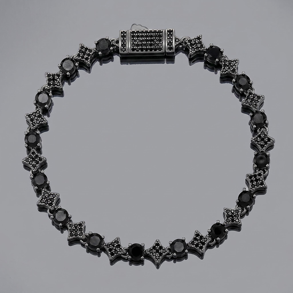 Iced Out Black Star Tennis Bracelet