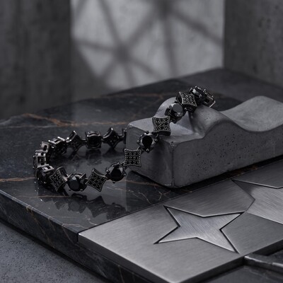 Iced Out Black Star Tennis Bracelet