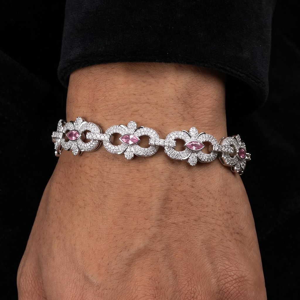 16mm Iced Out Marquise-Cut Infinity Flower Bracelet