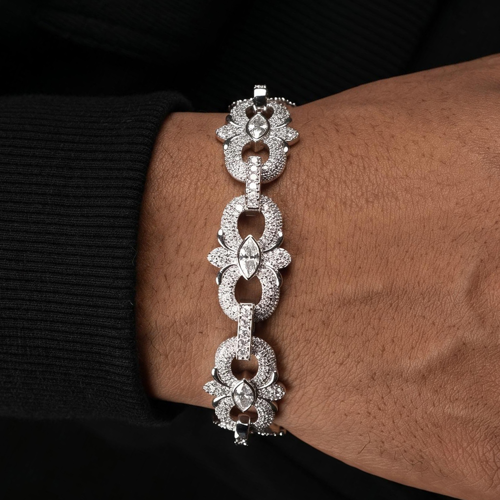 16mm Iced Out Marquise-Cut Infinity Flower Bracelet