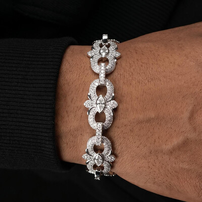 16mm Iced Out Marquise-Cut Infinity Flower Bracelet