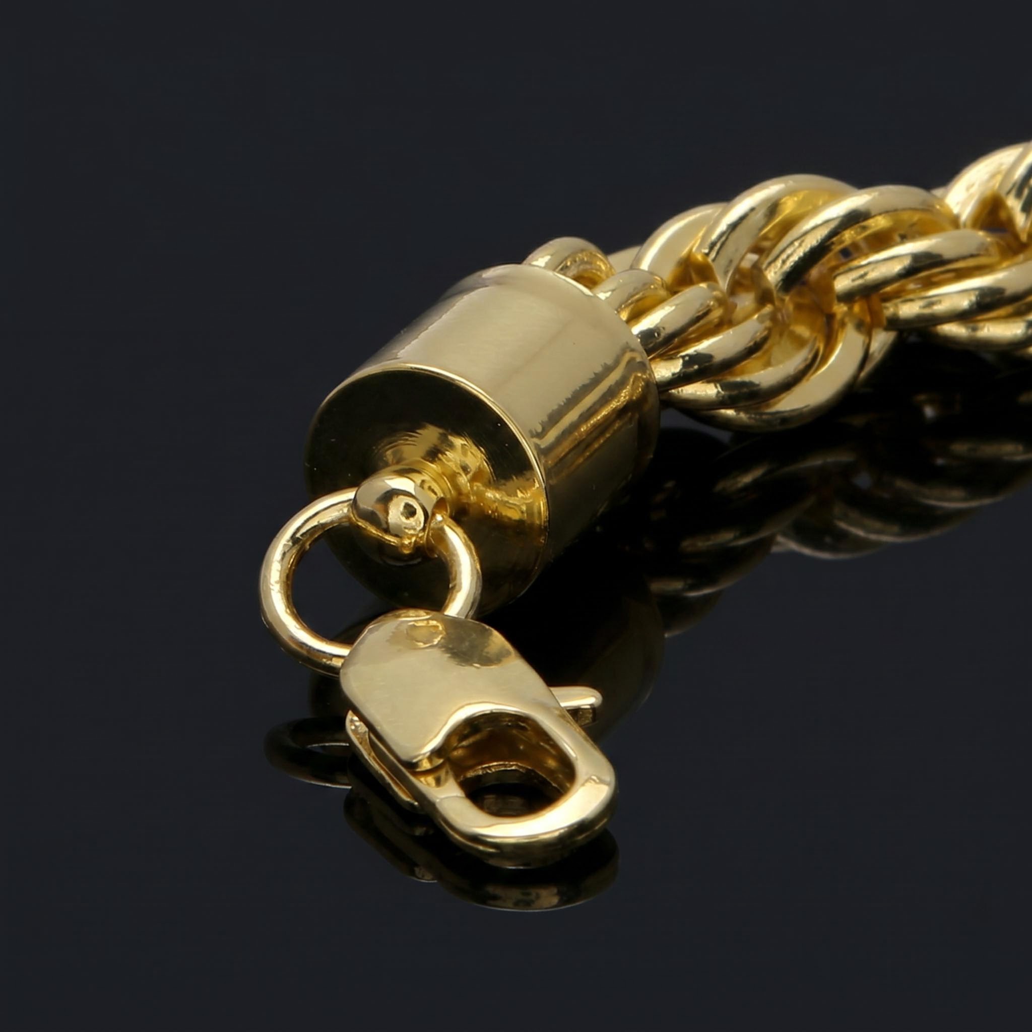 10mm Stainless Steel Rope Bracelet in Gold