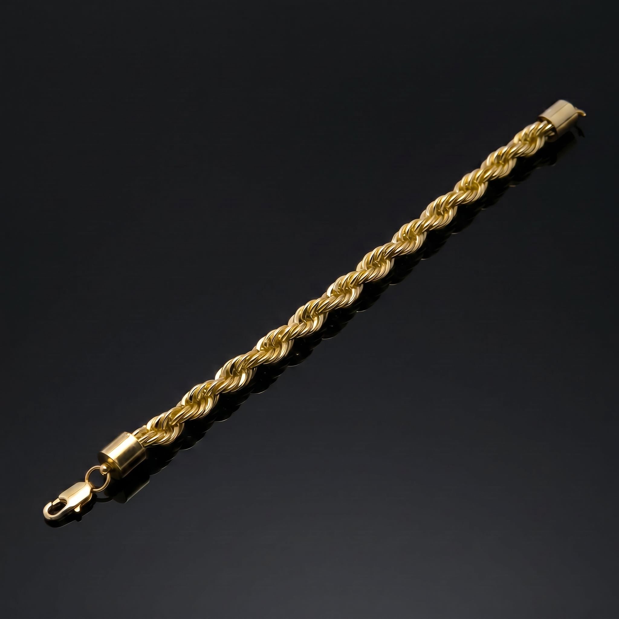 10mm Stainless Steel Rope Bracelet in Gold