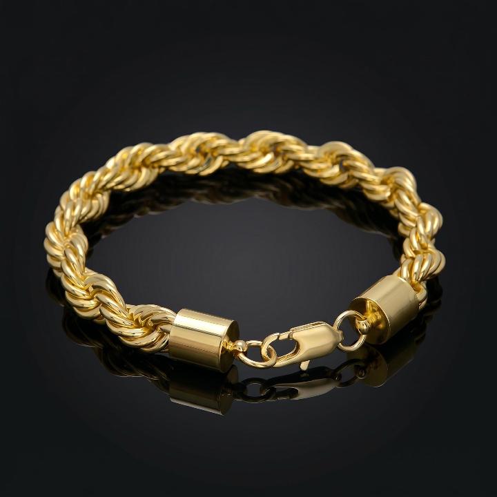 10mm Stainless Steel Rope Bracelet in Gold 10mm Stainless Steel Rope Bracelet in Gold