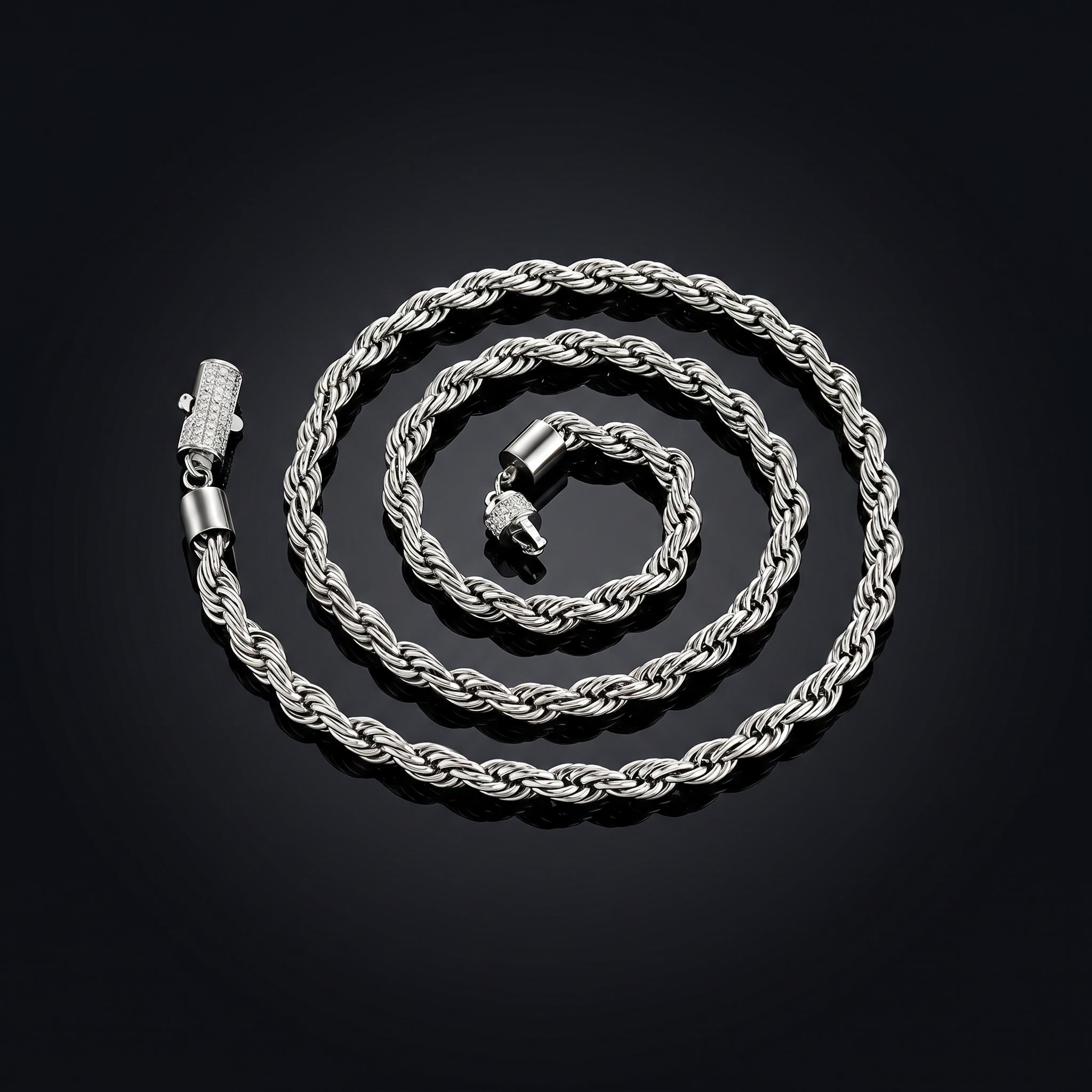 6mm Iced Clasp Rope Chain