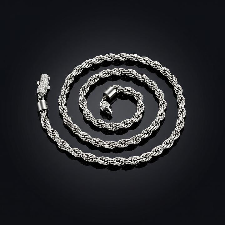 6mm Iced Clasp Rope Chain 6mm Iced Clasp Rope Chain