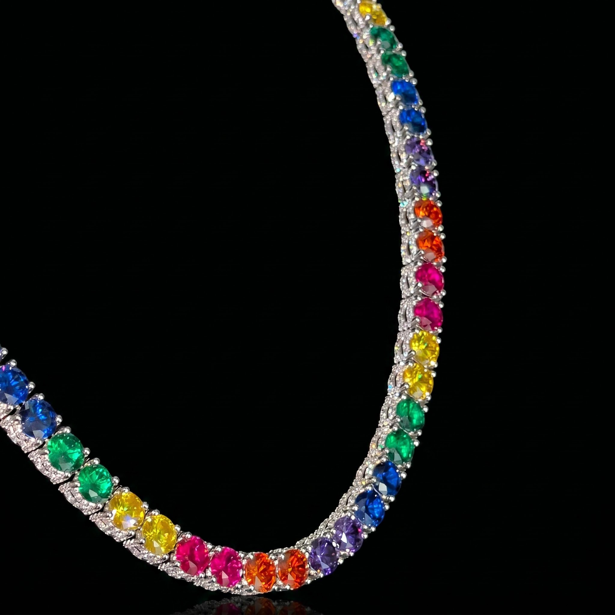6.5mm Multi-color Iced Out Sides Tennis Chain