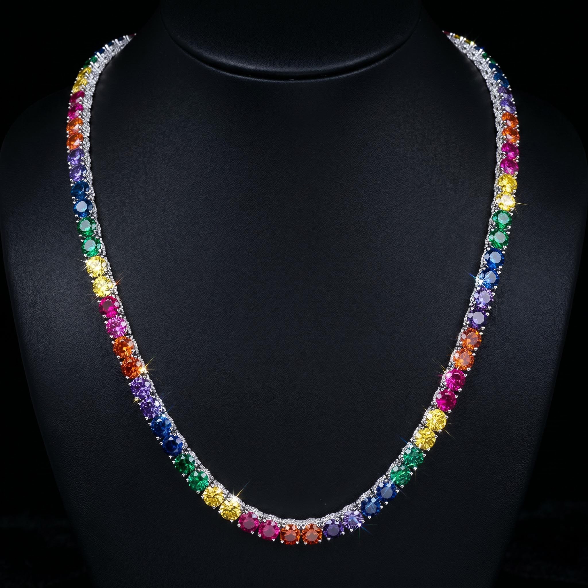 6.5mm Multi-color Iced Out Sides Tennis Chain