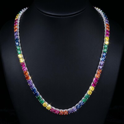 6.5mm Multi-color Iced Out Sides Tennis Chain