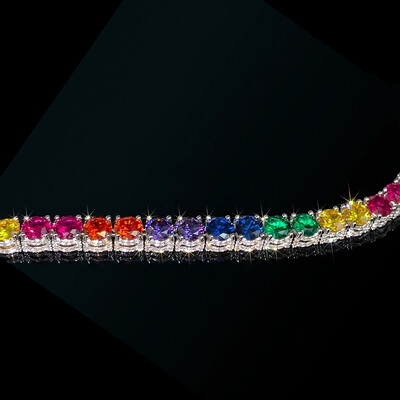 6.5mm Multi-color Iced Out Sides Tennis Chain