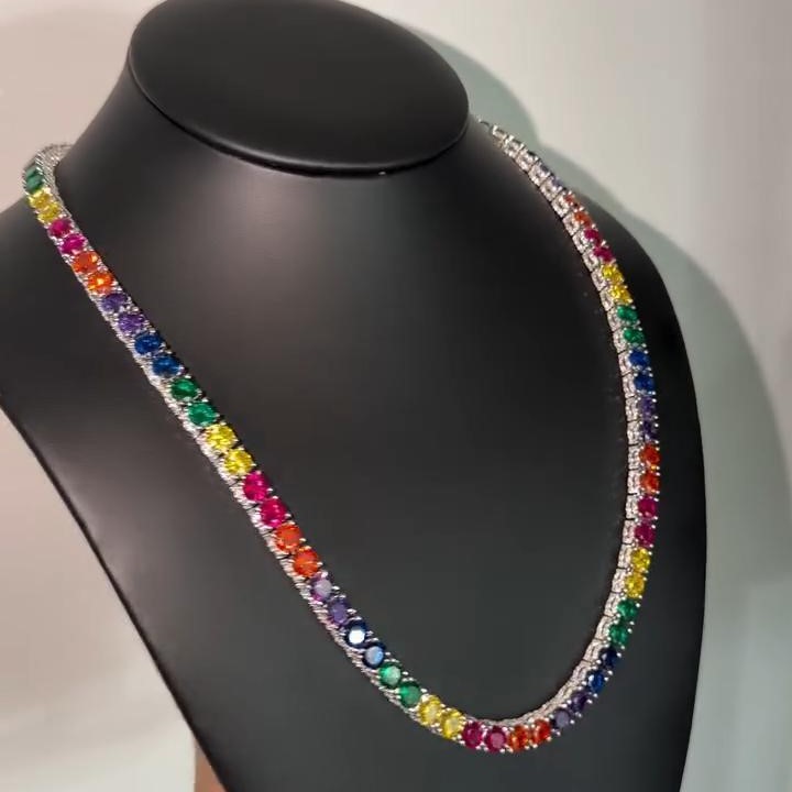 6.5mm Multi-color Iced Out Sides Tennis Chain 6.5mm Multi-color Iced Out Sides Tennis Chain
