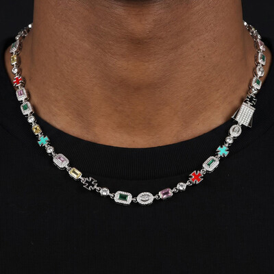 Iced 6mm Multi-color Diamonds Chain