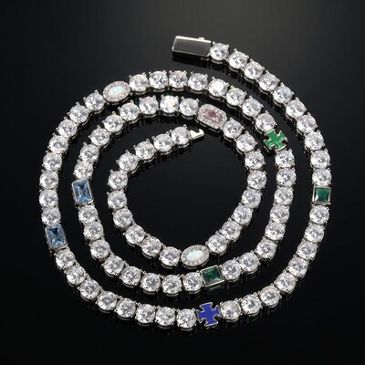 Iced 5mm Multi-color Diamonds Tennis Chain